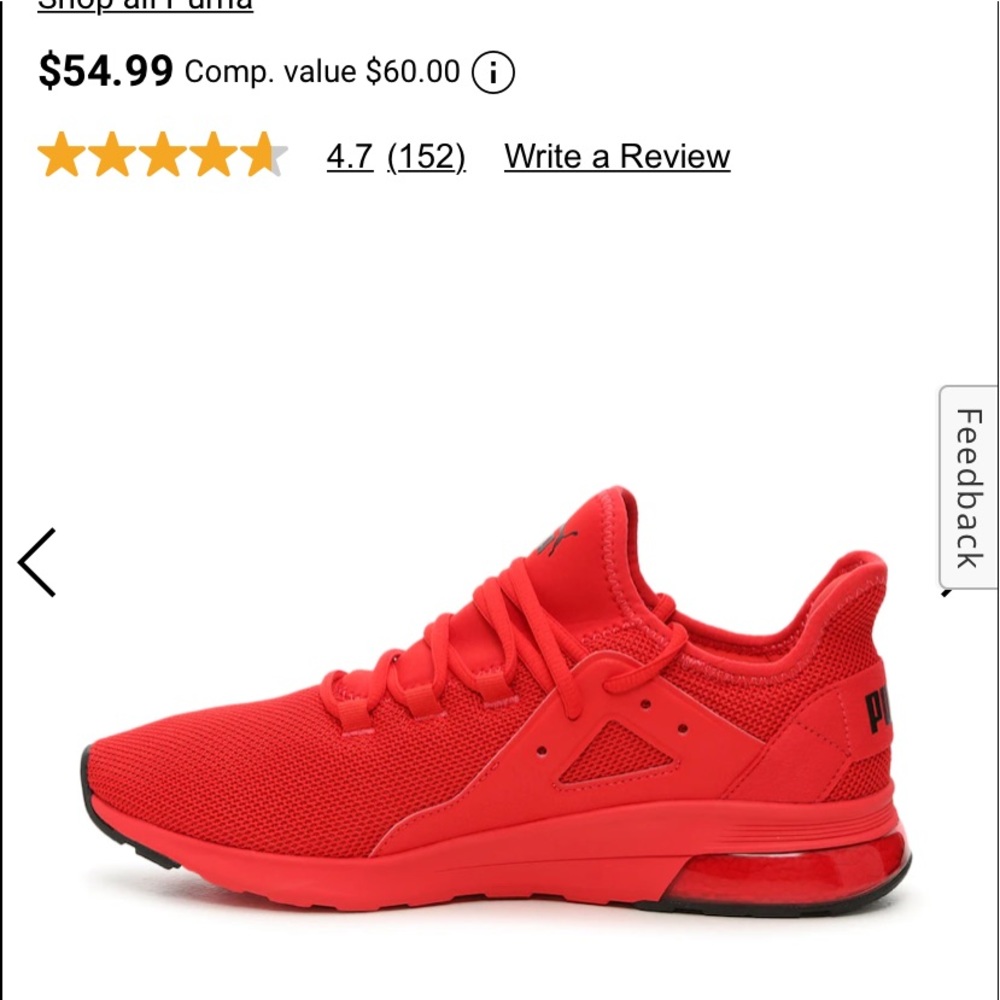 All red PUMA shoes